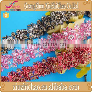 T0447-1 Fashion Design Embroidery Sequins Border Lace Trimming for Wedding Dress photo-6