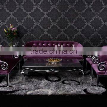 Purple fabric grace sofa set and chair /Newest Italian fabric sofa set hot in EU Market YB44