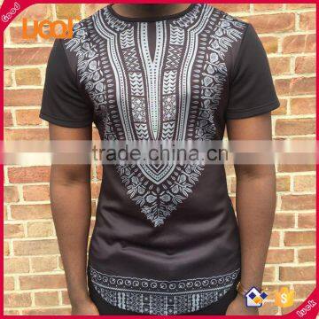 2016 Custom dashiki men longline cotton men t shirt side zip