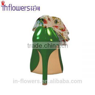 Green Patent Leather With Back Bowtie Pointed Toe Ladies High Heel Shoes photo-4