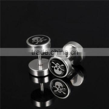 Men Collection Trend Round Screw Stainless Steel Skull Earrings photo-2