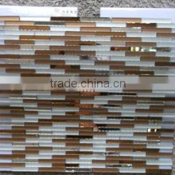 2015 cheapest strip crystal glass mosaic tile for kitchen