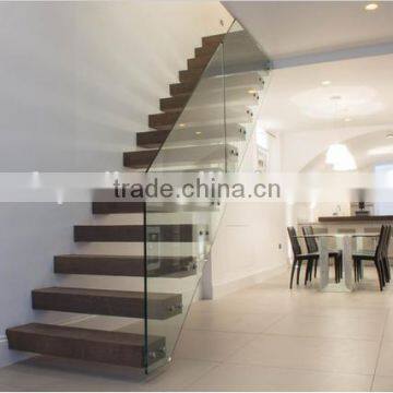 prefab hidden stringer wood floating staircase, metal stairs --YUDI