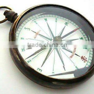 Brass Nautical white dial compass shiny pendant/ Nautical Pendant / Compass FOR PENDANT