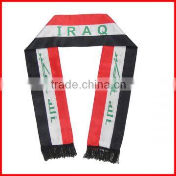 130*14cm fashion scarf,new style Iraq soccer scarf,football fans scarf