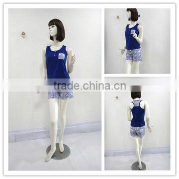 Leisure simple round collar sleeveless pajamas woman