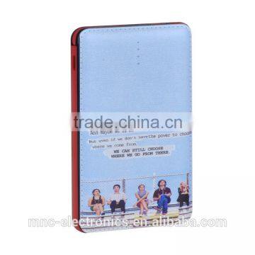 Business Card Use and PU leather Material cover 2016 new wallet power bank charger with full color logo printing