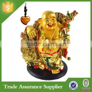 Wholesale Cheap Resin Gold Laughing Buddha Statue