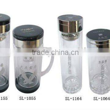 300,400ml double wall glass water bottle