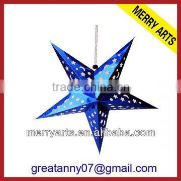  china factory wholesale make hanging outdoor christmas decorations star blue