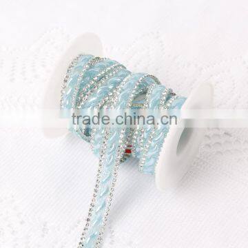 Factory Pearl And Crystal Bridal Trim Rhinestone Chain With Hot Fix Glue