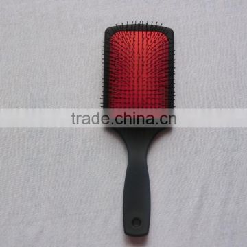 Professional soft rubber finished damp paddle and cushion soft bristle hair brush