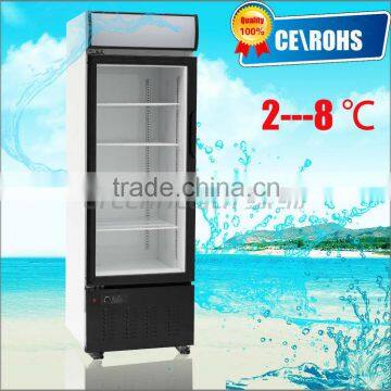 Glass door upright beverage cooler showcase,display beverage cooler