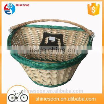 Eco-friendly handmade Wicker woven bicycle accessories front bicycle basket guangzhou wholesale