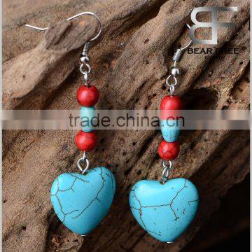 Women's Jewelry Turquoise Heart Beads Drop Earrings Holiday Gifts