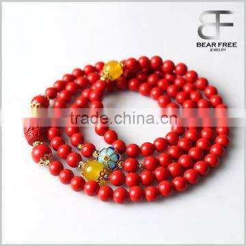 Womens Mens 108 Buddhist Strand Bracelet Natural Cinnabar 6mm Prayer Beads