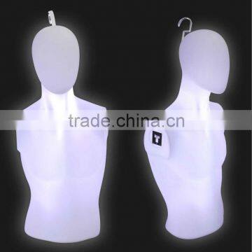 plastic male half torso mannequin w/light