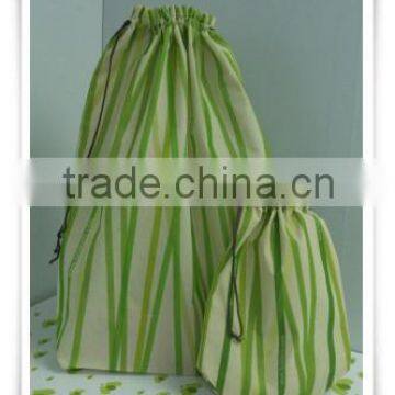 Green color non woven flocking drawstring bag