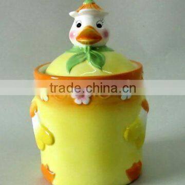 ceramic canister with animal design