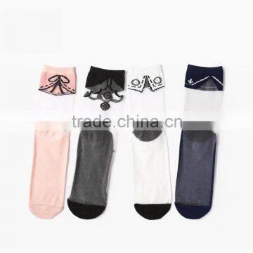 women summer transparent lace socks, crystal lace socks, transparent collar sock