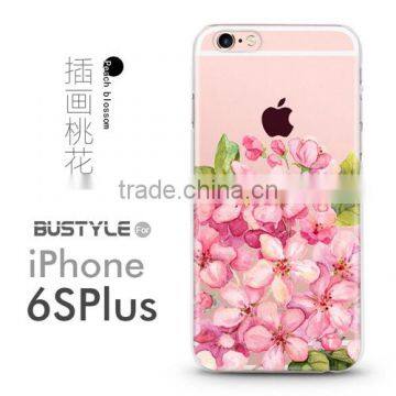 High Quality Soft Slim Mobile Shell Case for Pink IPhone 6 6s Plus With 3D Beautiful Flower Custom Designs