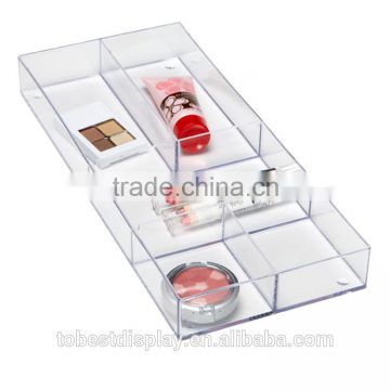 excellent acrylic trays wholesale,clear acrylic tray for cosmetic tool with dividers