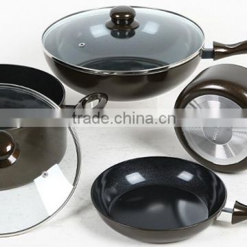 Black coating forged non stick cookware set with lid                        
                                                                                Supplier's Choice