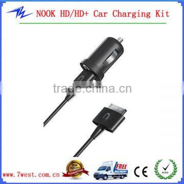 New 2 in 1 Car Charger Kit with USB Charger Cable for NOOK HD and NOOK HD+