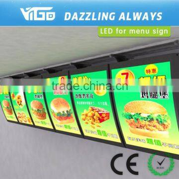 The restaurant advertising led display ,menu order light box