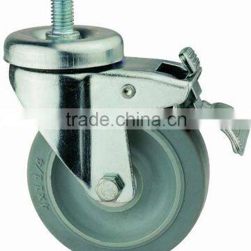 22 Series Double Ball Raceway Structure Screw Stem Swivel TPR Caster With Total Brake