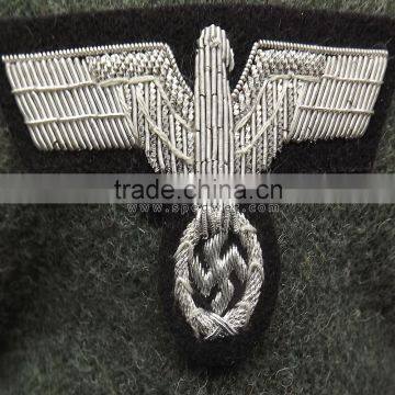 German bullion wire silver eagle badge wing | Hand made badges | Pilot air force embroidery badges