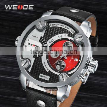 WEIDE Men Sports Watches New Arrival Japan Quartz 3ATM Water Resistant Big Dial Male Clock Leather Strap Military Watch Top Sale