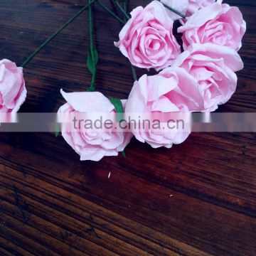 pink wedding crepe paper rose, craft crepe paper rose, hand made crepe paper rose, party decoration paper rose