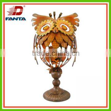 Whimsical Autumn Harvest metal standing owl tea light holders for tabel decor