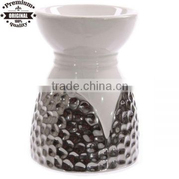 ceramic textured silver design incense burner