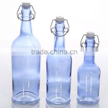 Different Capacity Multicolour Cylined Shape Glass Water Bottle