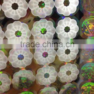 special shape and color hot stamping hologram sticker