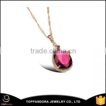 Stainless Steel red Gemstone Pendant Short Chain Pendant Necklace