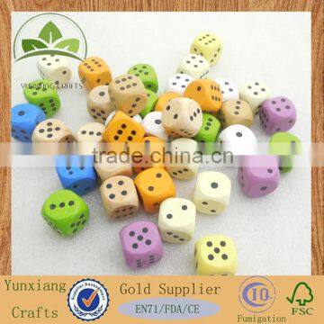 colorful wooden dice with dots letter or other drawing for children's toy