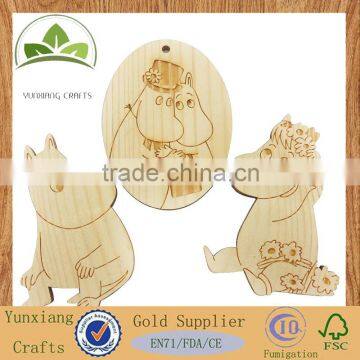 cartoon LOGO design drawing wooden hang tag for bag or garments