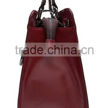 2015 Latest Fashion Casual Wine Red Leather Handbags Sale photo-4