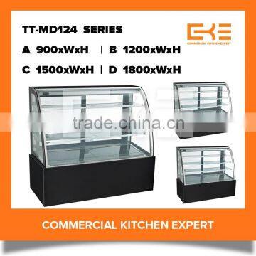 Competitive Prices Commercial Free Standing Glass Modern Bakery Refrigerated Cake Display Showcases Display Cabinet