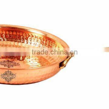 IndianArtVilla Pure Copper Serving Pan 900 ML - Serving Dishes Curry Home Hotel Restaurant Kitchen Accessories Kitchen & Dining