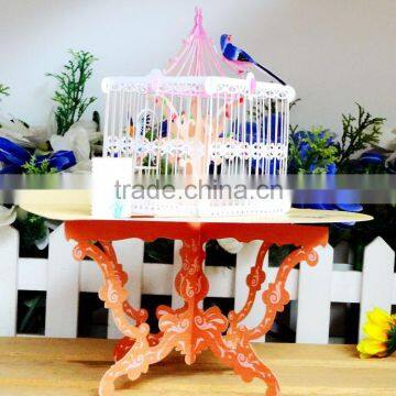 fancy birdcage laser cutting 3d pop up gift cards