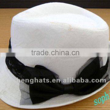 2012Newest White Fedora Trilby hat.cotton fedora hat. promotion fedora hat