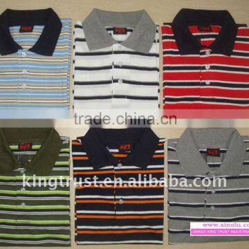 promotional mens polo collar striped t shirt new design