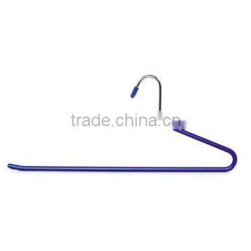 The HEAD metal pant hanger with blue rubber paint printed , made in china