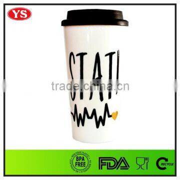 16oz double wall plastic customized coffee thermos mug