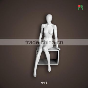 Newest fashion female full-body sitting mannequin/dummy/model for display female egg head mannequin HM-8