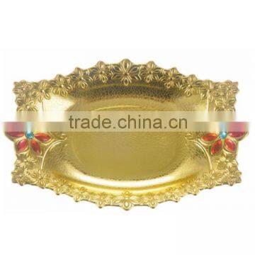 Rectangle plastic golden tray